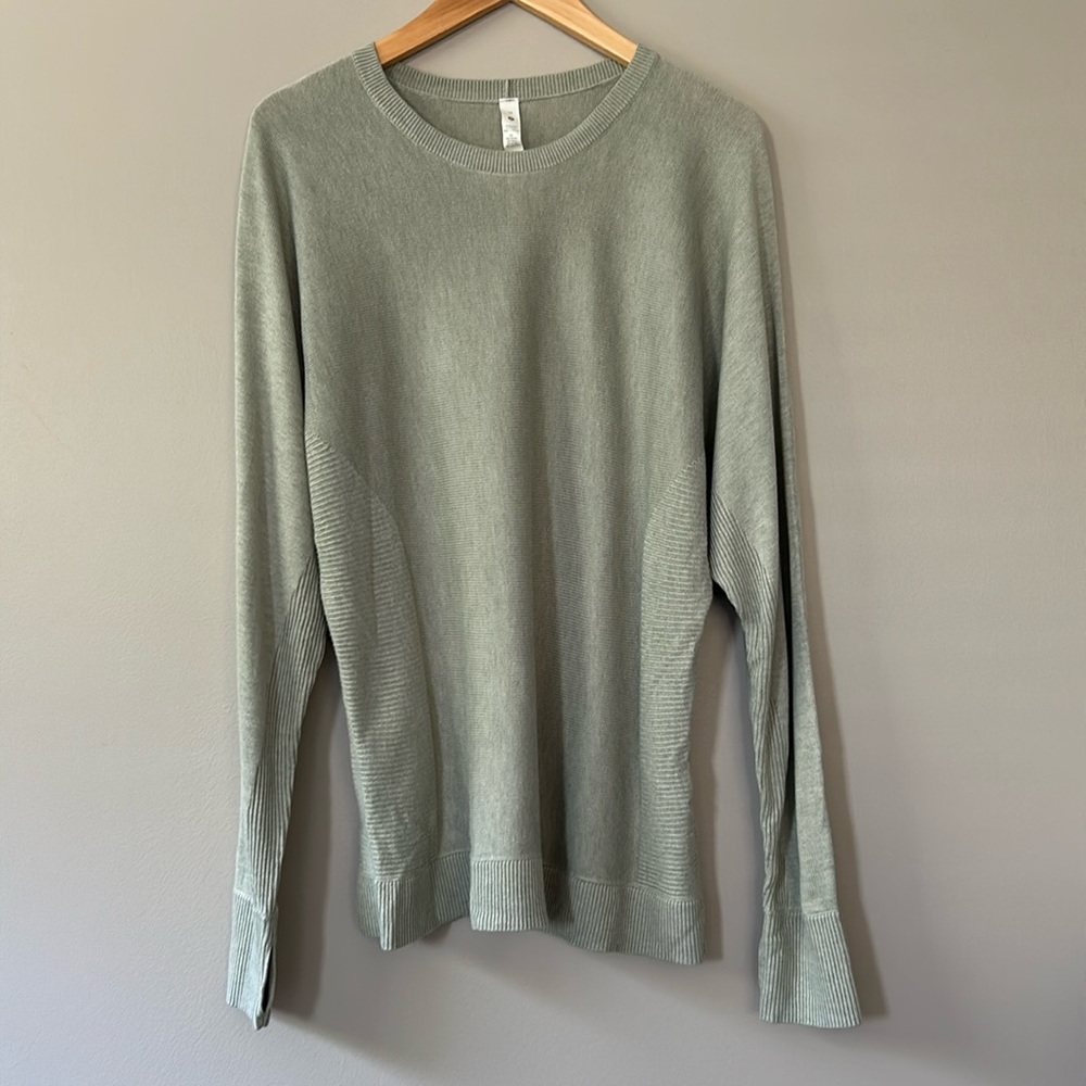 Lululemon Cashlu Knit Pullover Sz 10 Heathered Fern Green